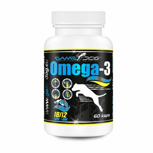 Suplement diety dla psów. Źródło kwasów omega-3. Opakowanie 60 kapsułek. Produkt Game Dog.