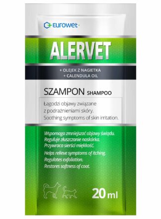 Szampon dermatologiczny na świąd i podrażnienia dla psów i kotów. Marka Eurowet. Saszetka 20 ml.