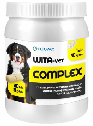 Kompleks witamin i minerałów dla psów dorosłych i szczeniąt. Opakowanie 30 tabletek.
