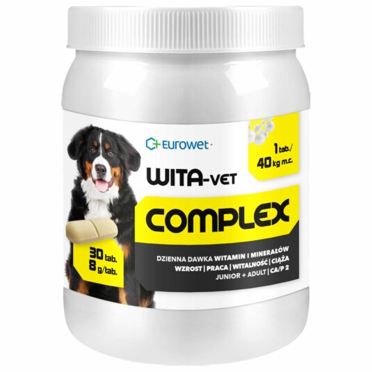 Kompleks witamin i minerałów dla psów dorosłych i szczeniąt. Opakowanie 30 tabletek.