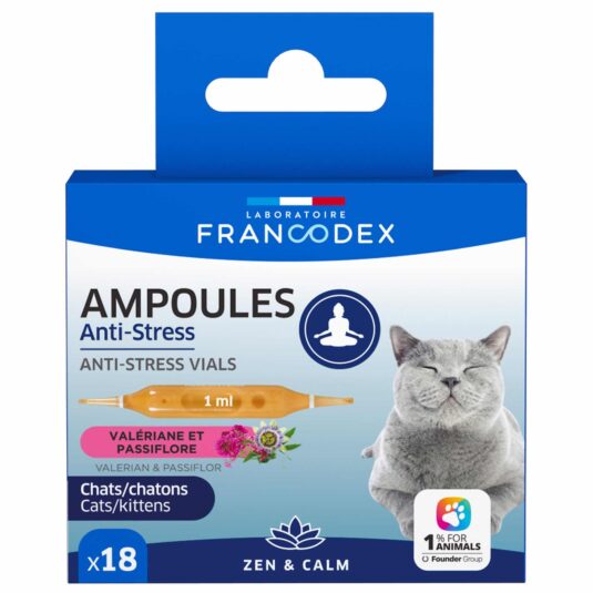 Ampułki antystresowe dla kotów i kociąt. 18 sztuk marki Francodex.