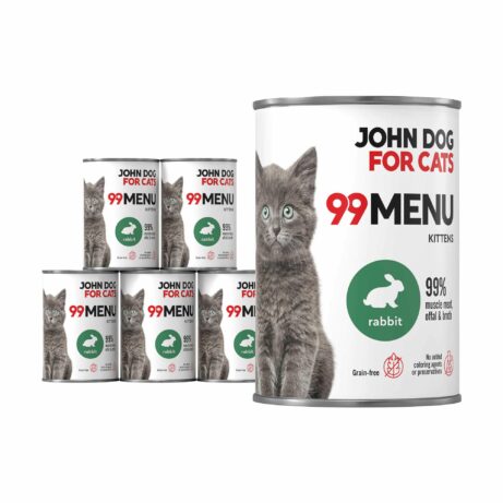 Zestaw sześciu karm mokrych 400 g dla kociąt z linii 99 menu, z królika.