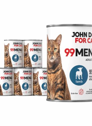 Zestaw sześciu karm mokrych 400 g dla kota z linii 99 menu, z jagnięciny.