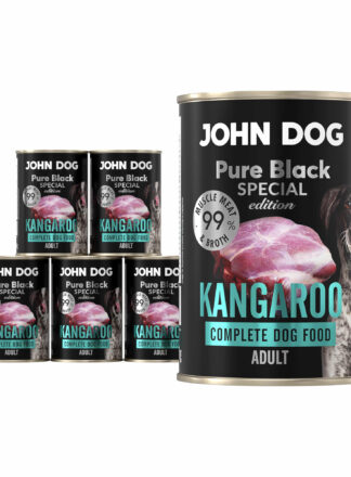 Zestaw sześciu opakowań mokrej karmy dla psa z kangura, linia Pure Black Special Edition, pojemność 400 g.
