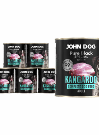 Zestaw sześciu puszek mokrej karmy dla psa z kangura, linia Pure Black Special Edition, pojemność 800 g.