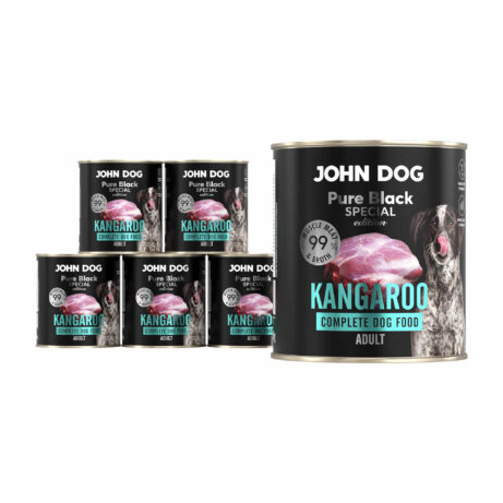 Zestaw sześciu puszek mokrej karmy dla psa z kangura, linia Pure Black Special Edition, pojemność 800 g.