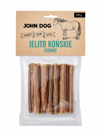 Naturalny suszony przysmak dla psa. Gryzak z jelita końskiego cienkiego, opakowanie 100g.