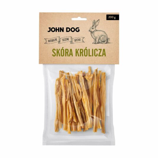Naturalny suszony gryzak dla psa. Przysmak ze skóry króliczej, opakowanie 200g.