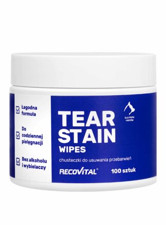 Chusteczki do oczu dla psa i kota Tear Stain w opakowaniu 100 sztuk.