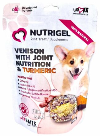 Przysmak dla psów Nutrigel Tasty z mięsem z dziczyzny i kurkumą, wspierający zdrowie stawów.