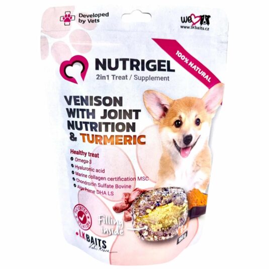 Przysmak dla psów Nutrigel Tasty z mięsem z dziczyzny i kurkumą, wspierający zdrowie stawów.