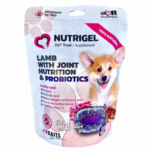 Zdrowotny przysmak Nutrigel Tasty dla psów z jagnięciną oraz probiotykami, wspomagający układ stawowy.