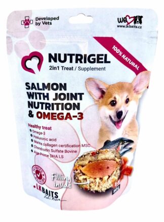 Nutrigel Tasty z łososiem, wzbogacony w składniki wspierające stawy oraz kwasy Omega-3.