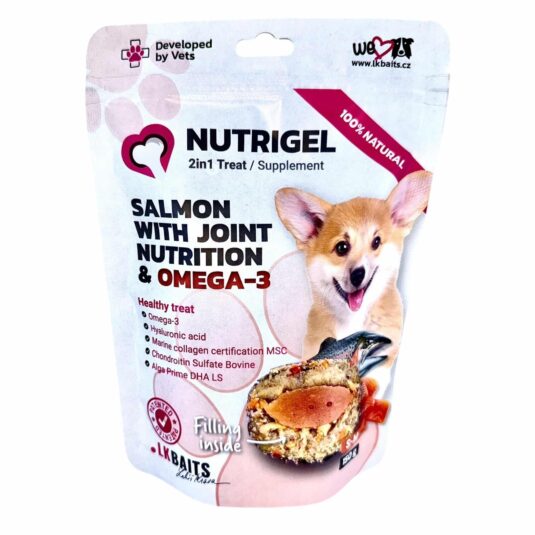 Nutrigel Tasty z łososiem, wzbogacony w składniki wspierające stawy oraz kwasy Omega-3.