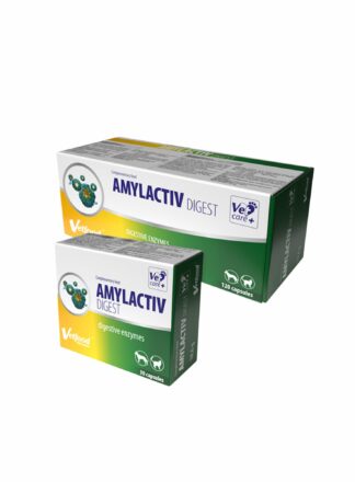 Suplement diety dla psa wspierający układ pokarmowy Amylactiv Digest w dwóch pojemnościach. 30 i 120 kapsułek.