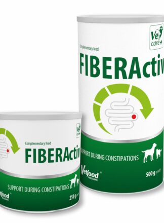 Suplement diety dla psa wspierający układ pokarmowy Fivera Activ w opakowaniu 250 i 500 g.