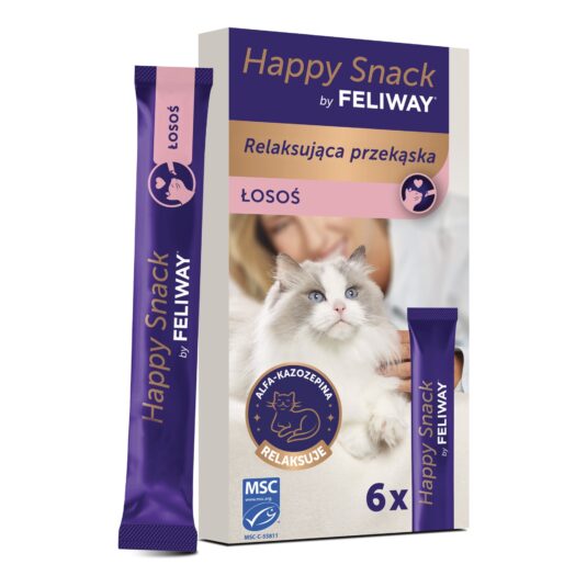 Przysmak dla kota łosoś Happy Snack Feliway 6x15g