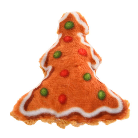 Świąteczna zabawka dla kota z motywem choinki.