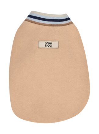 Stylowa beżowa bluza polarowa dla psa John Dog z ozdobną lamówką i logo marki.