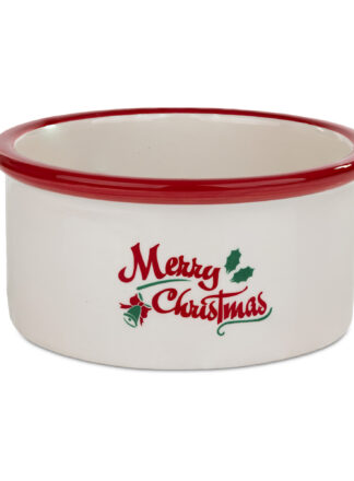 Miska ceramiczna dla psa z motywem świątecznym.