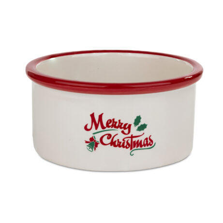 Miska ceramiczna dla psa z motywem świątecznym.