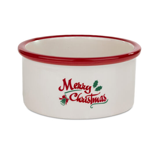 Miska ceramiczna dla psa z motywem świątecznym.