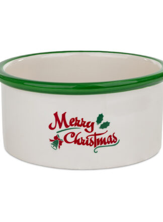 Miska ceramiczna dla psa z motywem świątecznym.