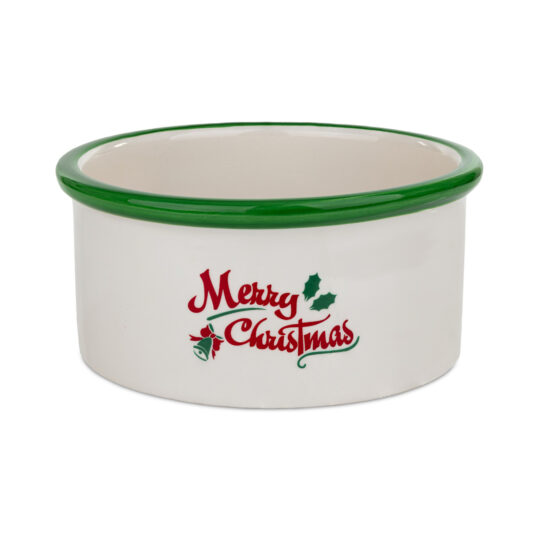 Miska ceramiczna dla psa z motywem świątecznym.