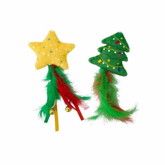 Zabawka świąteczna dla kota pluszowa gwiazda i choinka świąteczna 18 cm