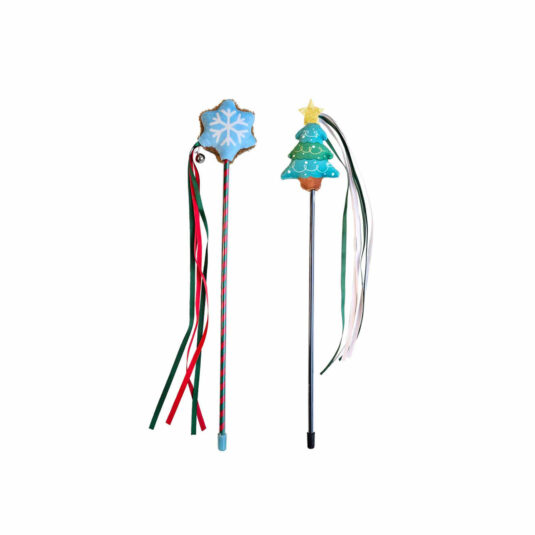 Świąteczna wędka dla kota choinka/płatek mix