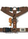 Brązowe bawełniane szelki guard dla psa John Dog z ozdobnymi elementami i kółkami do przypięcia smyczy, widok od frontu.