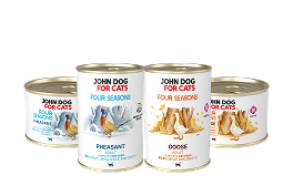 Cztery puszki mokrej karmy dla kota John Dog for Cats Four Seasons