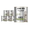 Zestaw 6 x 800 g mokrej karmy monobiałkowej dla psa John Dog Pure Black Sensi Horse Hypoallergenic.