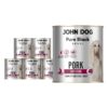 Zestaw 6 x 800 g mokrej karmy monobiałkowej dla psa John Dog Pure Black Sensi Pork Digestion.