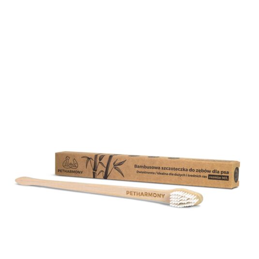 Dwustronna bambusowa szczoteczka do zębów dla psa Petharmony