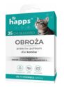 Obroża na pchły dla kota marki HAPPS w biało-niebieskim opakowaniu.