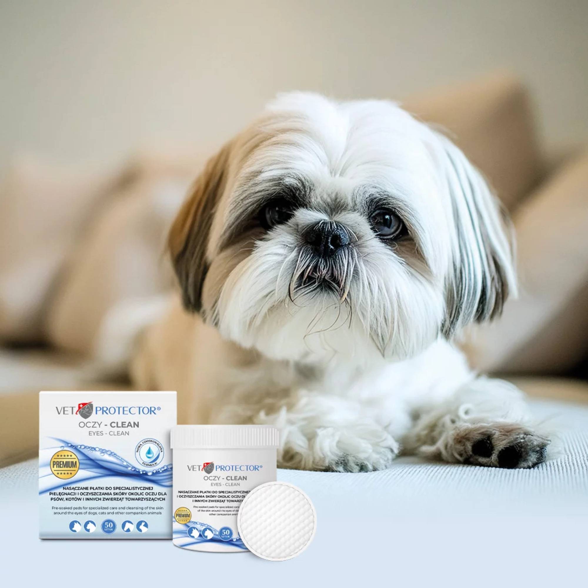 Nasączone płatki do oczu dla psa i kota Oczy - CLEAN Vet Protector® 50 szt. - obrazek 4