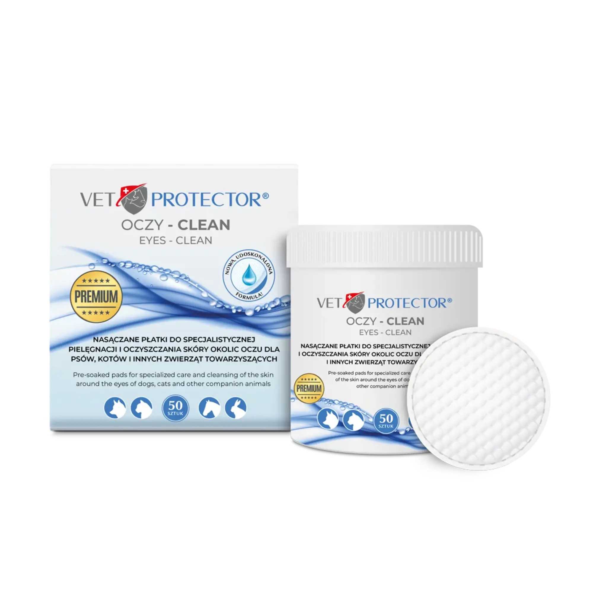 Nasączone płatki do oczu dla psa i kota Oczy - CLEAN Vet Protector® 50 szt. - obrazek 3