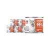 6 srebrnych puszek karmy dla kota John Dog for Cats Fillets 140 g z białymi etykietami. Na etykietach widoczny ciemnoszary kot oraz napis na pomarańczowym tle „Salmon 99% Fish & Broth”.