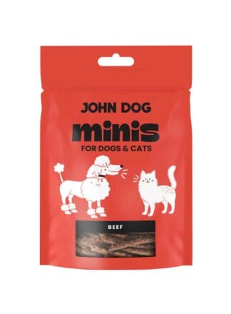 Przysmaki Minis dla psa i kota, marka John Dog, smak wołowina.